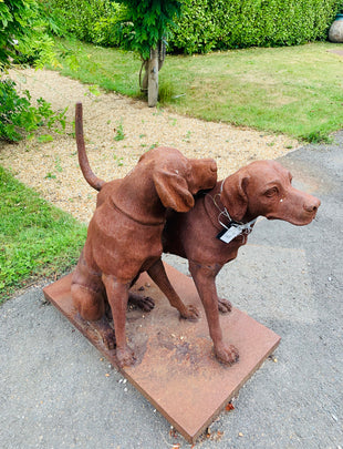 Snuggling Dog Statue 2x