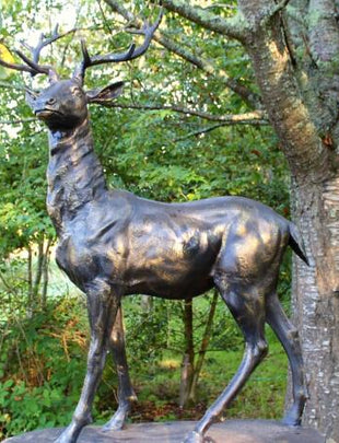 Standing Majestic Stag Statue Facing Left Right or Forward- Cast Iron Gold 2x