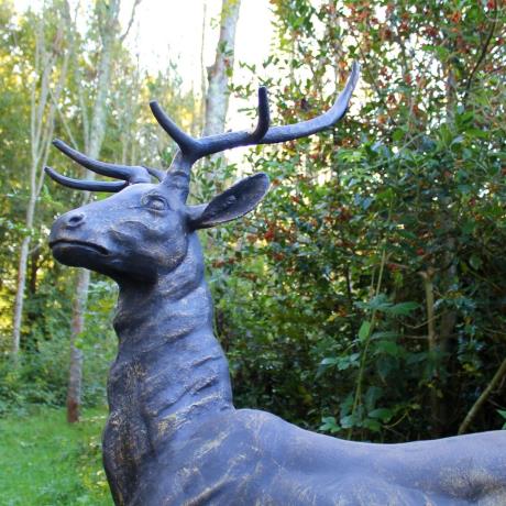 Standing Majestic Stag Statue Facing Left Right or Forward- Cast Iron Gold