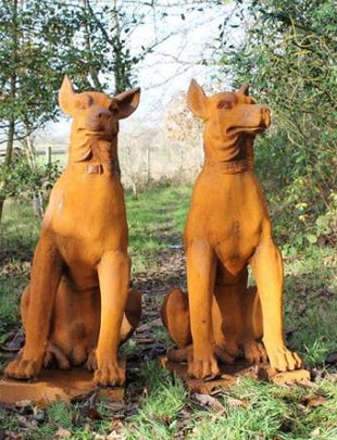 Pair of Welcome Dog Statue 2x