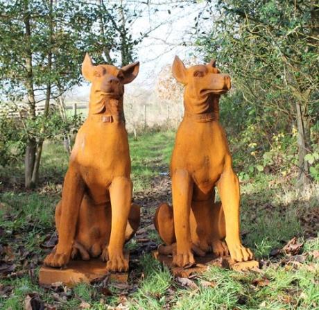 Pair of Welcome Dog Statue